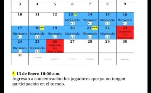 El calendario de convocatorias de la selección de Guatemala.