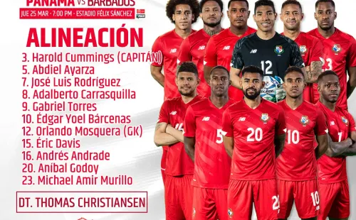 Alineación de Panamá para enfrentar a Barbados (Foto: Fepafut)