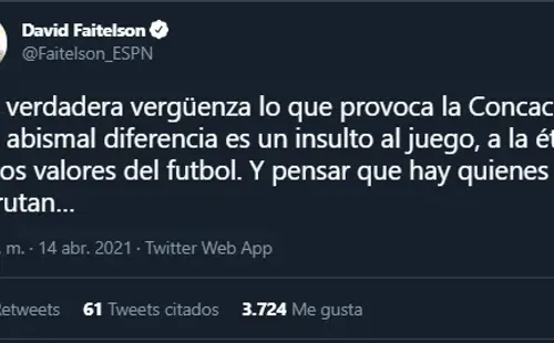 David Failteson y su molestia con la Concacaf / Foto: Faitelson Twitter