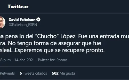 David Faitelson lamentó la entrada al Chucho López / Twitter Faitelson