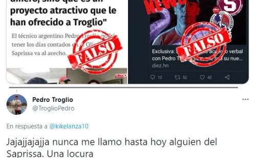 Los tuits de Pedro Troglio sobre la información trascendida