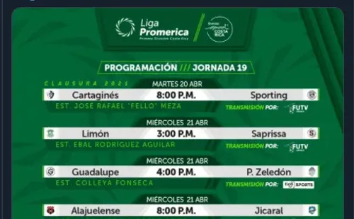 Próxima jornada en el fútbol de Costa Rica / UNAFUT