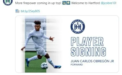 El anuncio oficial del Hartford Athletic en Twitter