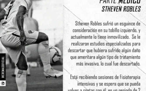 El parte médico de Stheven Robles (Foto: Comunicaciones)