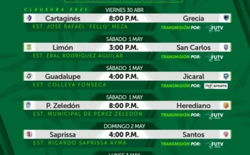 Toda la fecha 21 del Clausura 2021 de la Liga Promérca. (Twitter: @UnafutOficial)