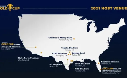 Mapa con las sedes de la Copa Oro 2021 (Foto: Concacaf)