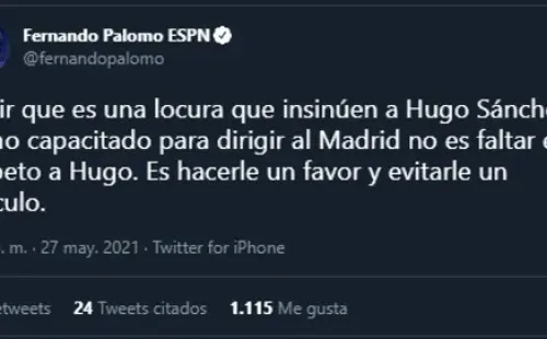 Fernando Palomo y su mensaje para Hugo Sánchez / Twitter Fernando Palomo