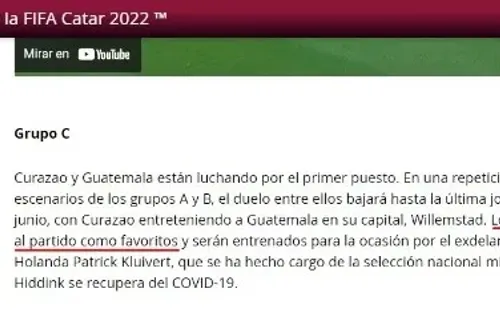 El apartado donde la FIFA marca que Curazao es el favorito ante Guatemala