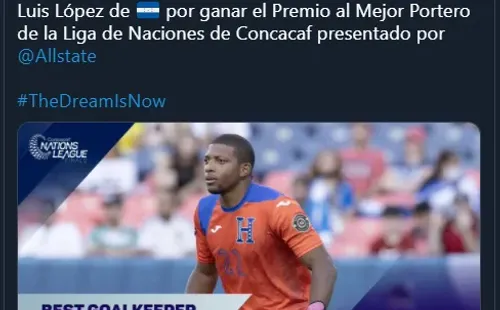 Luis López, premio al mejor arquero / Foto: Concacaf