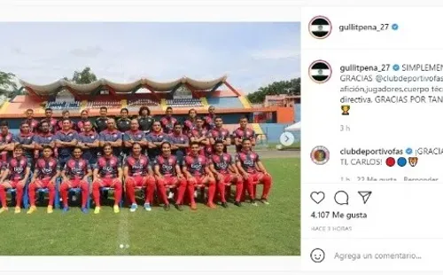 La publicación del Gullit Peña en Instagram