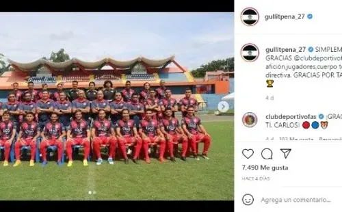 El mensaje de Carlos 'Gullit' Peña al Deportivo FAS tras su partida