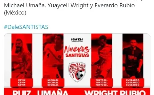 Santos de Guápiles anunciando el fichaje de Michael Umaña