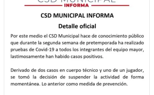 El comunicado completo de Municipal anunciando la suspensión de la pretemporada