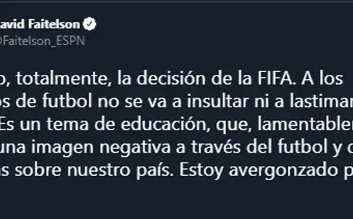 David Faitelson celebra sanción de la FIFA / Twitter Faitelson