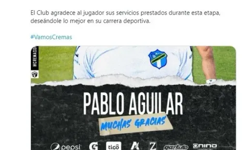 Comunicaciones anunciando la baja de Pablo Aguilar