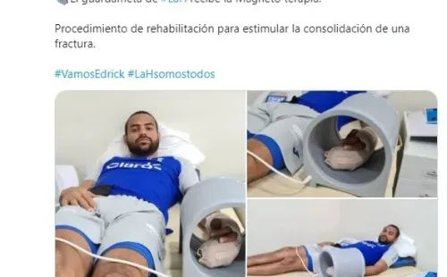 Edrick Menjívar recibiendo magnetoterapia para acelerar su recuperación