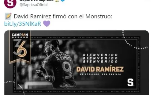 Saprissa anunciando la contratación de David Ramírez