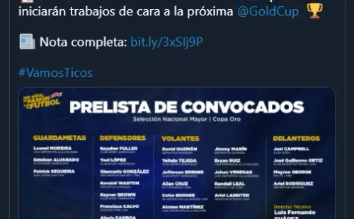 Los convocados para la Copa Oro en Costa Rica