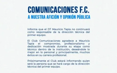 El comunicado completo de los cremas (Foto: Comunicaciones)