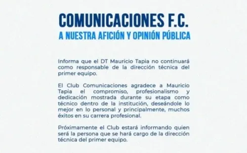 El comunicado completo de los Cremas (Foto: Comunicaciones)