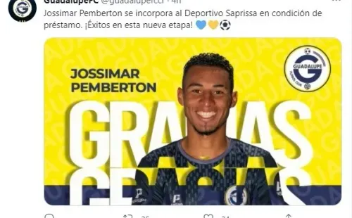 Guadalupe anunciando el préstamo de Jossimar Pemberton (Foto: Guadalupe)