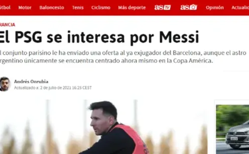 Diario As informó sobre la propuesta del PSG hacía Lionel Messi.
