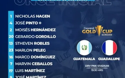 La formación titular de Guatemala ante Guadalupe (Foto: Fedefut)