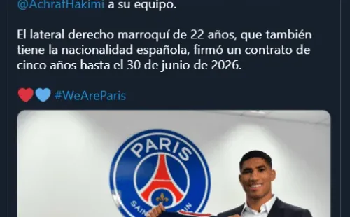 El PSG fichó aAchraf Hakimi / Foto: PSG