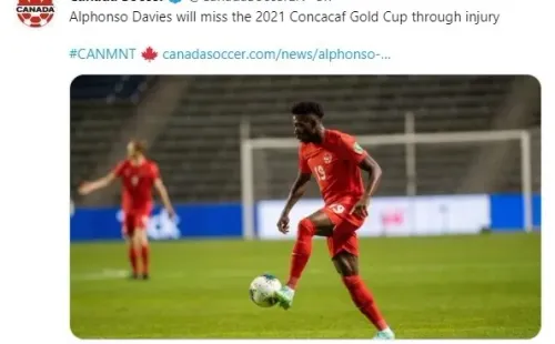 La Federación de Canadá anunciando la baja de Alphonso Davies