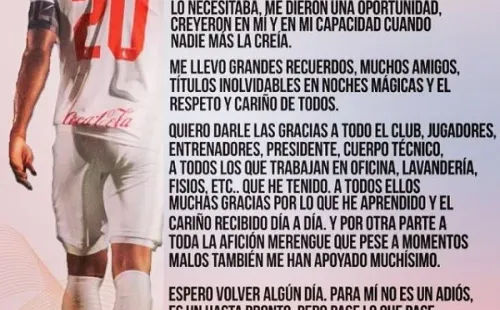 La carta completa de Deiby Flores en Instagram
