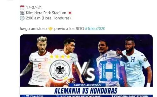 Fenafuth anunciando el juego amistoso de los equipos olímpicos de Honduras y Alemania