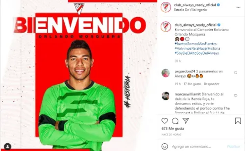 Allways Ready anunciando la contratación de Orlando Mosquera