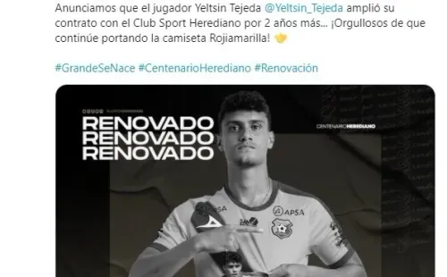 El comunicado de Herediano sobre la renovación de Tejeda