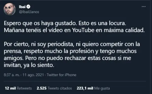 Ibai con un mensaje a través de su cuenta oficial de Twitter