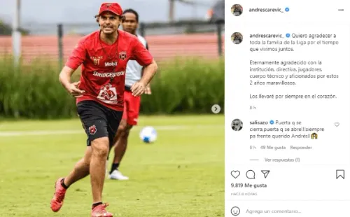 El mensaje que Andres Carevic le dedicó al Alajuelense