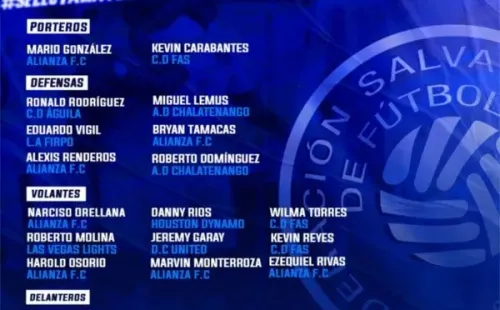 Convocatoria de El Salvador para enfrentar a Costa Rica