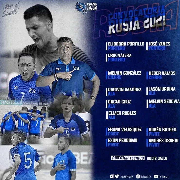 Los 14 convocados por Rudis Gallo para Rusia 2021 (Fuente: Prensa de El Salvador)
