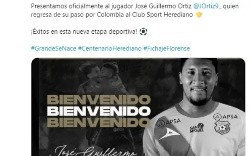 Herediano anunciando el fichaje de José Guillermo Ortiz