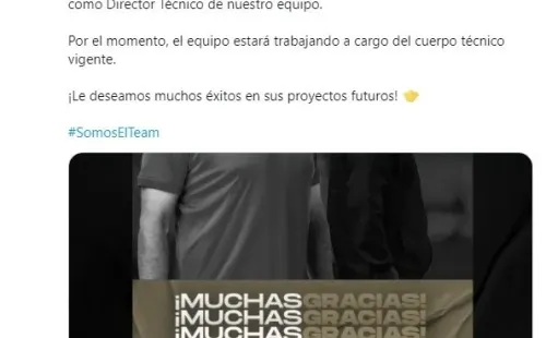El mensaje de Herediano en las redes despidiendo a David Patiño