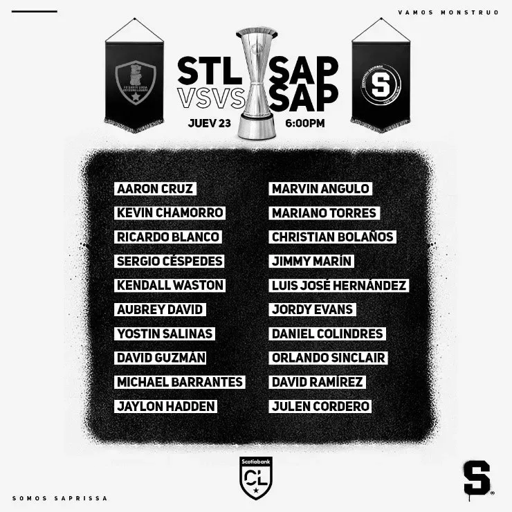 Lista de convocados Saprissa vs Santa Lucía. (Saprissa Oficial)