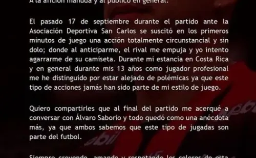 Carta de Daniel Arreola tras su sanción (Daniel Arreola, Redes Sociales)