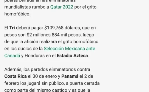 FIFA sancionó a la Selección de México