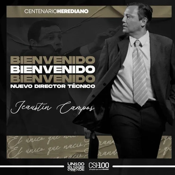 Justin Campos presentado como nuevo DT herediano en setiembre delpresente año (CSH Oficial)