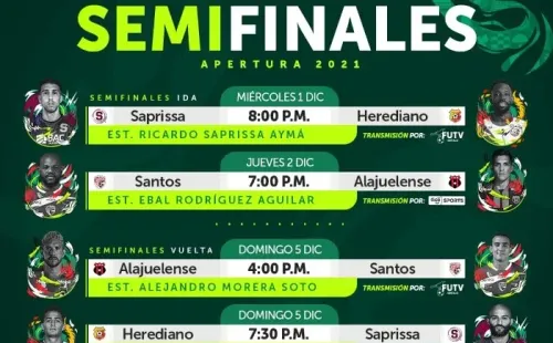 Calendario de semifinales (Unafut)