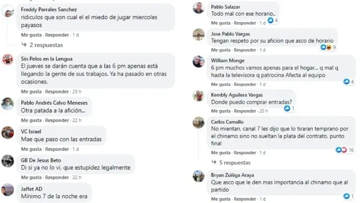 Reacciones de aficionados morados en redes sociales (Facebook Saprissa)