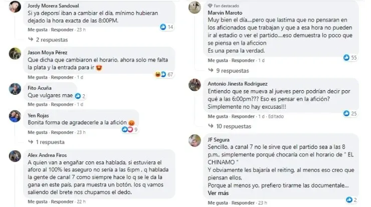 Reacciones de aficionados morados (Facebook Saprissa)