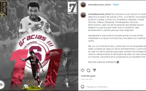 La despedida de Michael Barrantes en las redes
