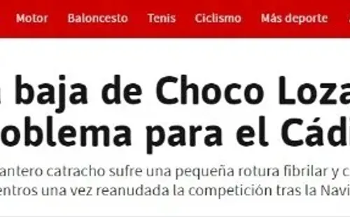 Diario AS informando acerca de la lesión del Choco Lozano