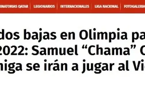 Diario Diez reportando las primeras dos bajas del Olimpia