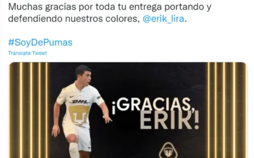 Asi se despidió el Pumas de Lira (Pumas, Twitter)